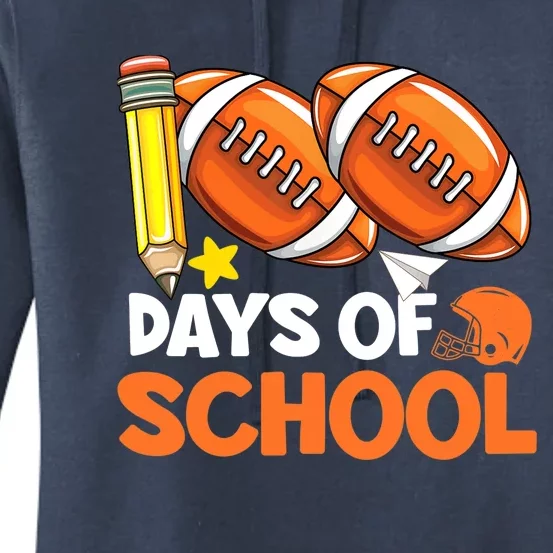 100 Days Of School Football 100th Day Of School Women's Pullover Hoodie