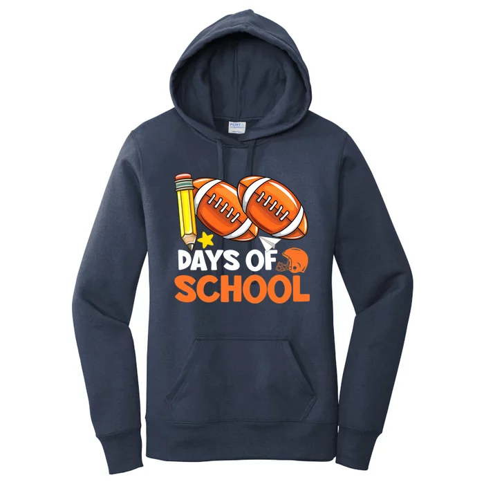 100 Days Of School Football 100th Day Of School Women's Pullover Hoodie