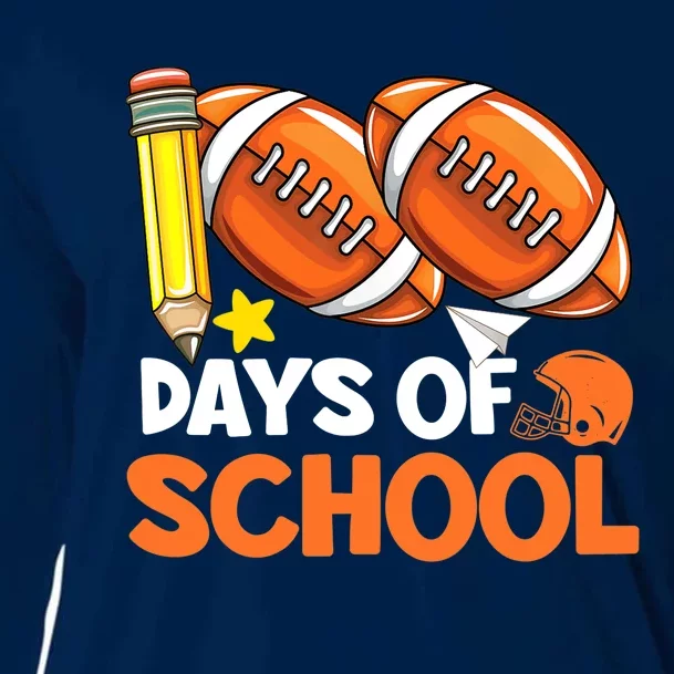 100 Days Of School Football 100th Day Of School Cooling Performance Long Sleeve Crew