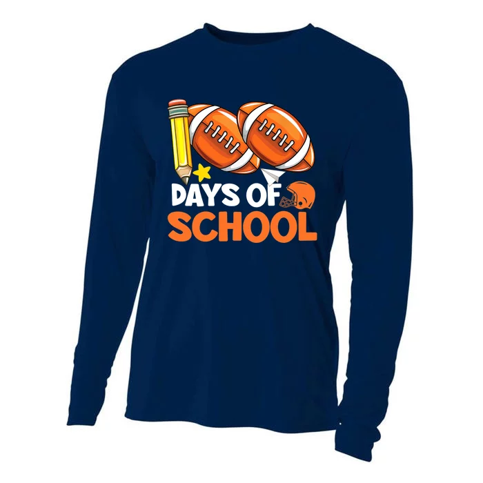 100 Days Of School Football 100th Day Of School Cooling Performance Long Sleeve Crew