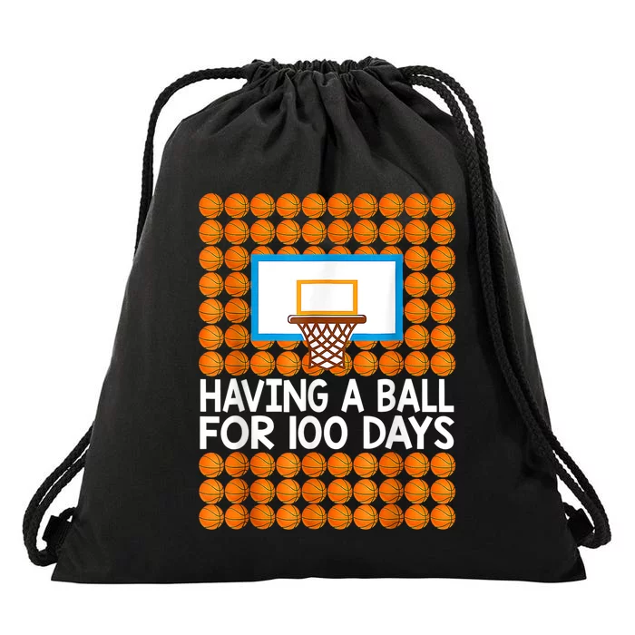 100 Days Of School Basketball 100th Day Balls Gift For Boys Drawstring Bag