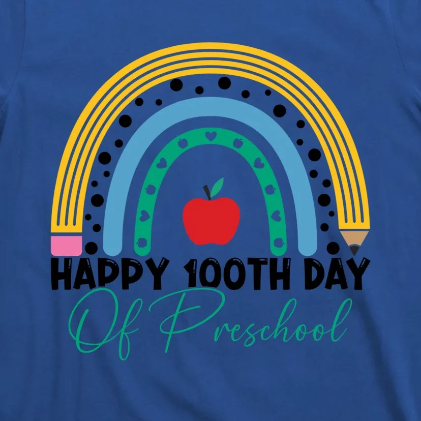 100Th Day Of Preschool Teacher Rainbow Preschool Teacher Gift T-Shirt