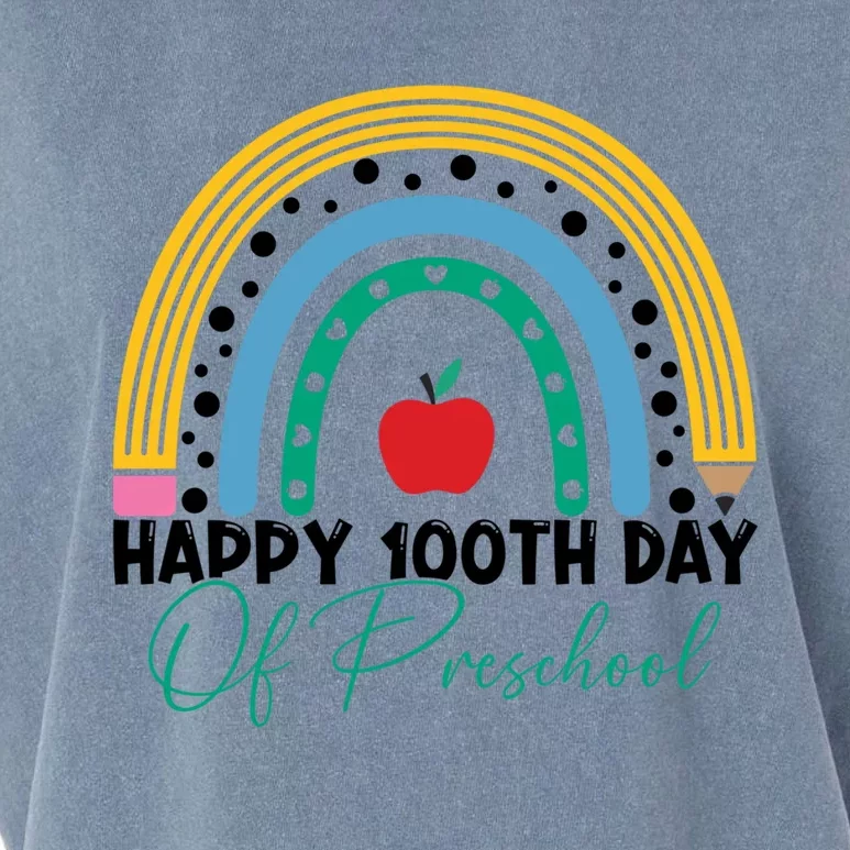 100Th Day Of Preschool Teacher Rainbow Preschool Teacher Gift Garment-Dyed Women's Muscle Tee