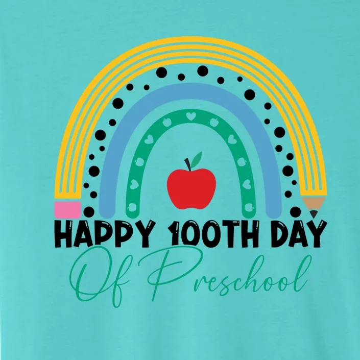 100Th Day Of Preschool Teacher Rainbow Preschool Teacher Gift ChromaSoft Performance T-Shirt