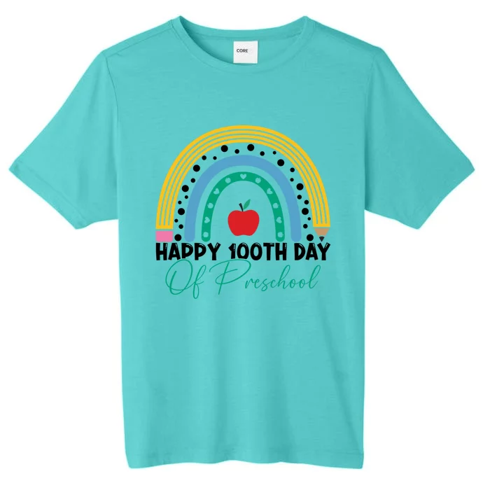 100Th Day Of Preschool Teacher Rainbow Preschool Teacher Gift ChromaSoft Performance T-Shirt