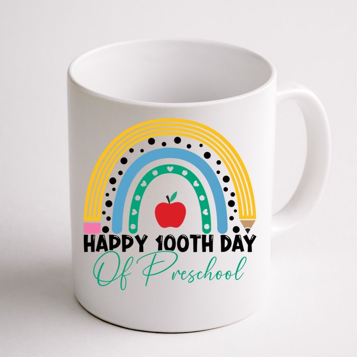 100Th Day Of Preschool Teacher Rainbow Preschool Teacher Gift Front & Back Coffee Mug