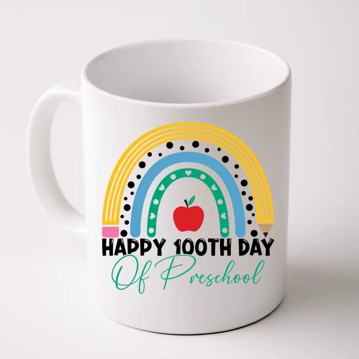 100Th Day Of Preschool Teacher Rainbow Preschool Teacher Gift Front & Back Coffee Mug