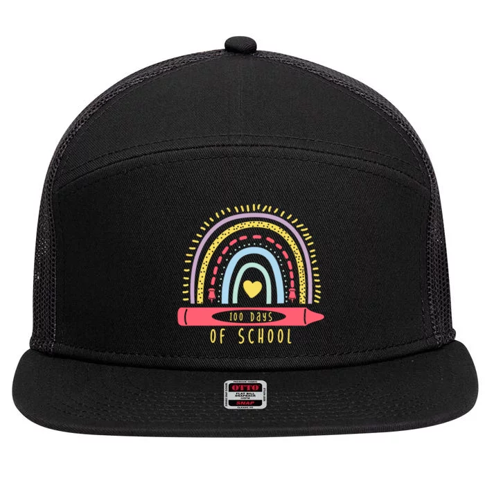 100 Days Of School Colorful Rainbow 7 Panel Mesh Trucker Snapback Hat