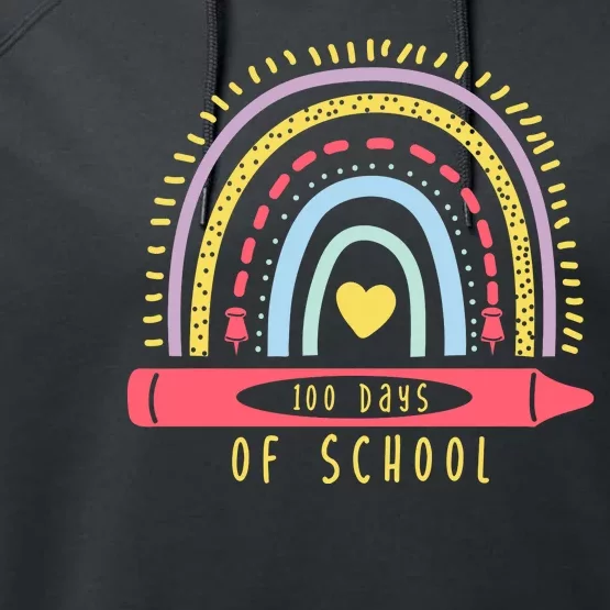 100 Days Of School Colorful Rainbow Performance Fleece Hoodie