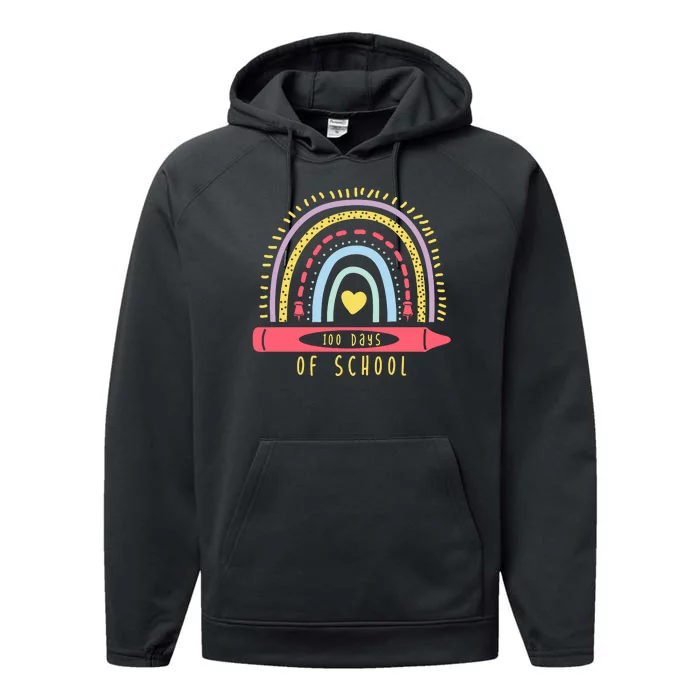 100 Days Of School Colorful Rainbow Performance Fleece Hoodie