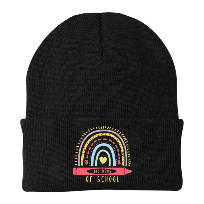 100 Days Of School Colorful Rainbow Knit Cap Winter Beanie