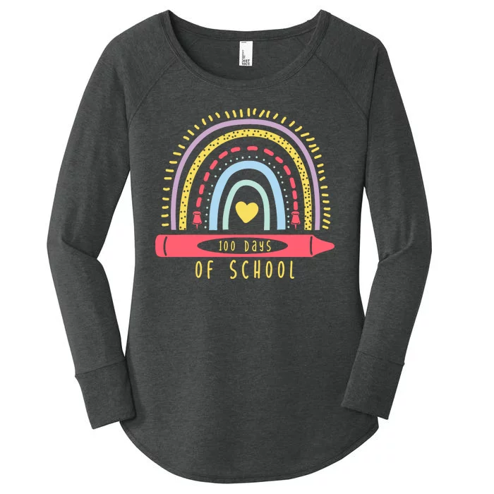 100 Days Of School Colorful Rainbow Women's Perfect Tri Tunic Long Sleeve Shirt