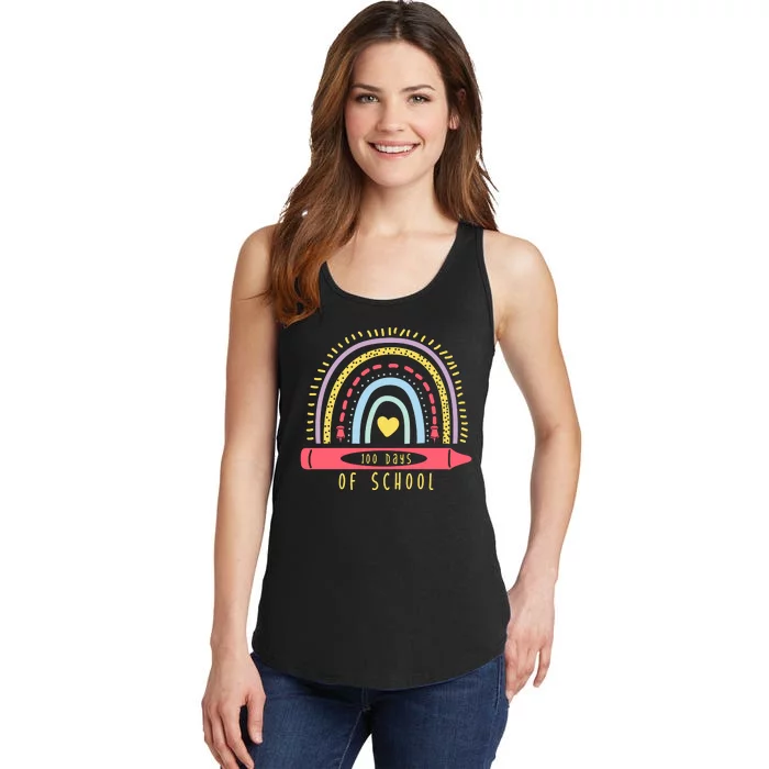 100 Days Of School Colorful Rainbow Ladies Essential Tank