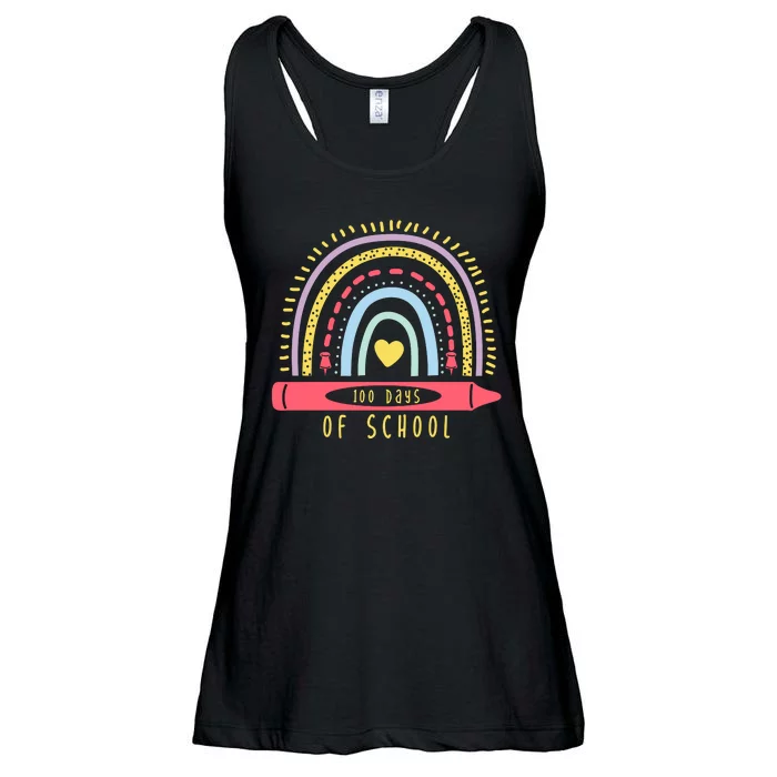 100 Days Of School Colorful Rainbow Ladies Essential Flowy Tank