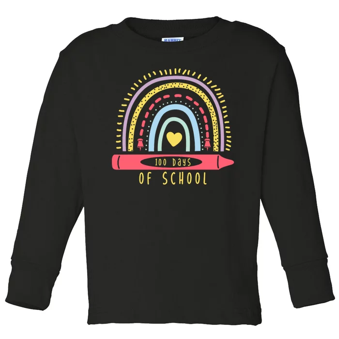 100 Days Of School Colorful Rainbow Toddler Long Sleeve Shirt