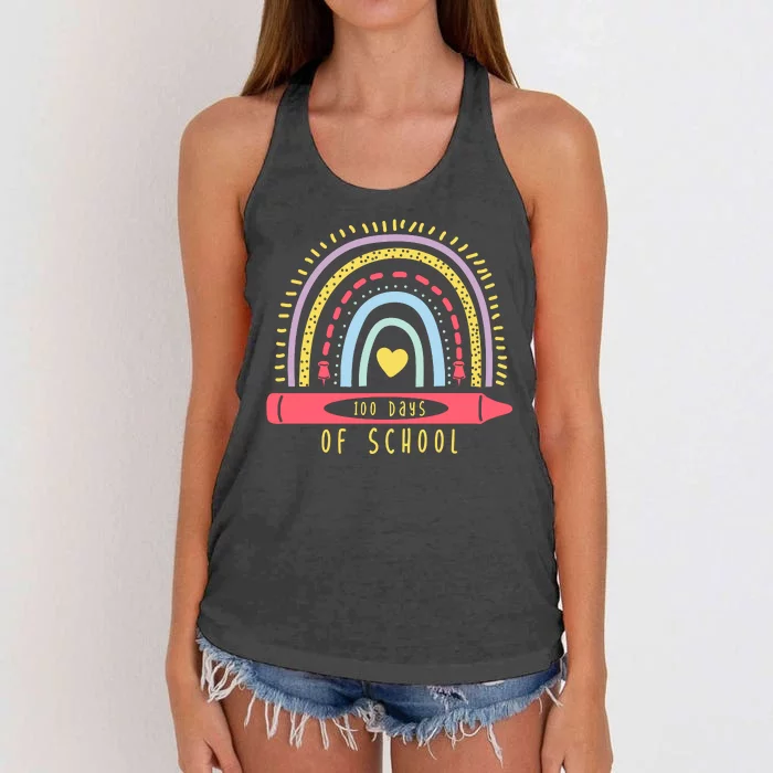 100 Days Of School Colorful Rainbow Women's Knotted Racerback Tank