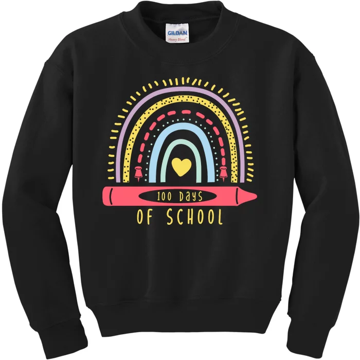 100 Days Of School Colorful Rainbow Kids Sweatshirt