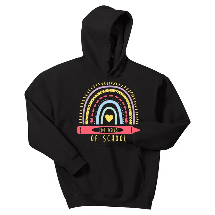 100 Days Of School Colorful Rainbow Kids Hoodie