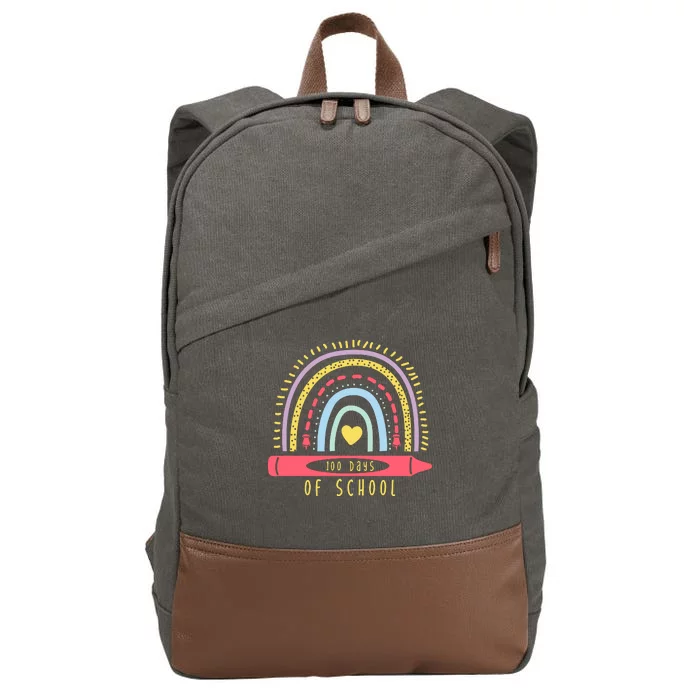 100 Days Of School Colorful Rainbow Cotton Canvas Backpack