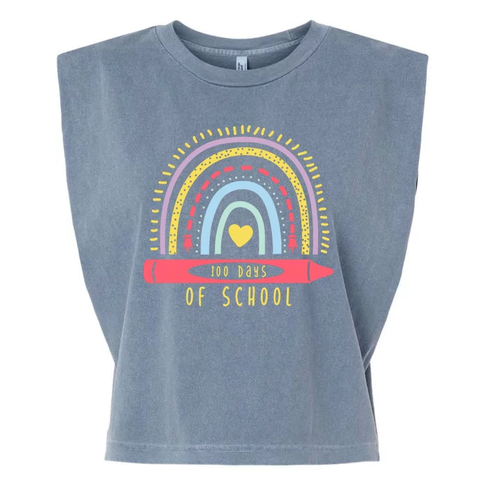 100 Days Of School Colorful Rainbow Garment-Dyed Women's Muscle Tee