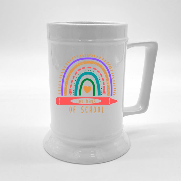 100 Days Of School Colorful Rainbow Front & Back Beer Stein