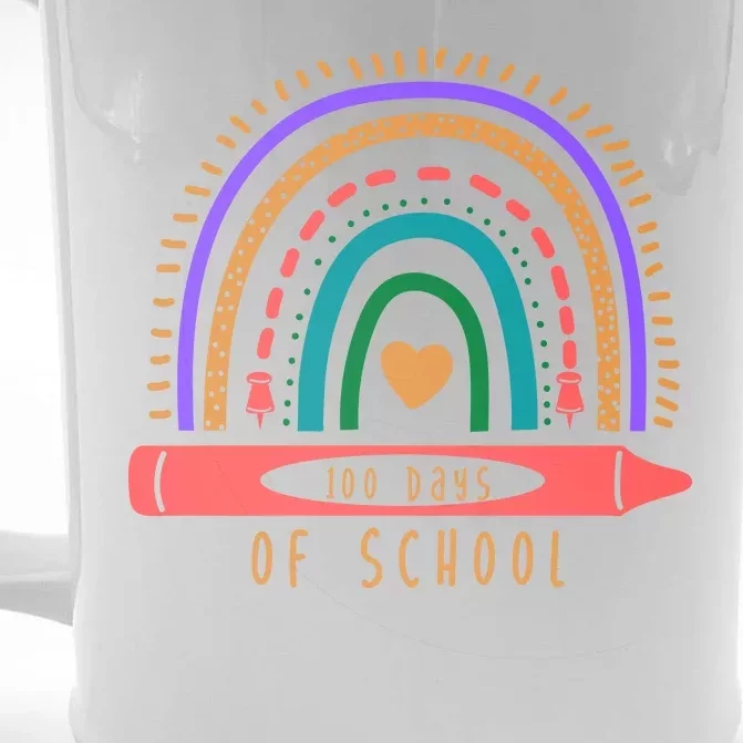 100 Days Of School Colorful Rainbow Front & Back Beer Stein