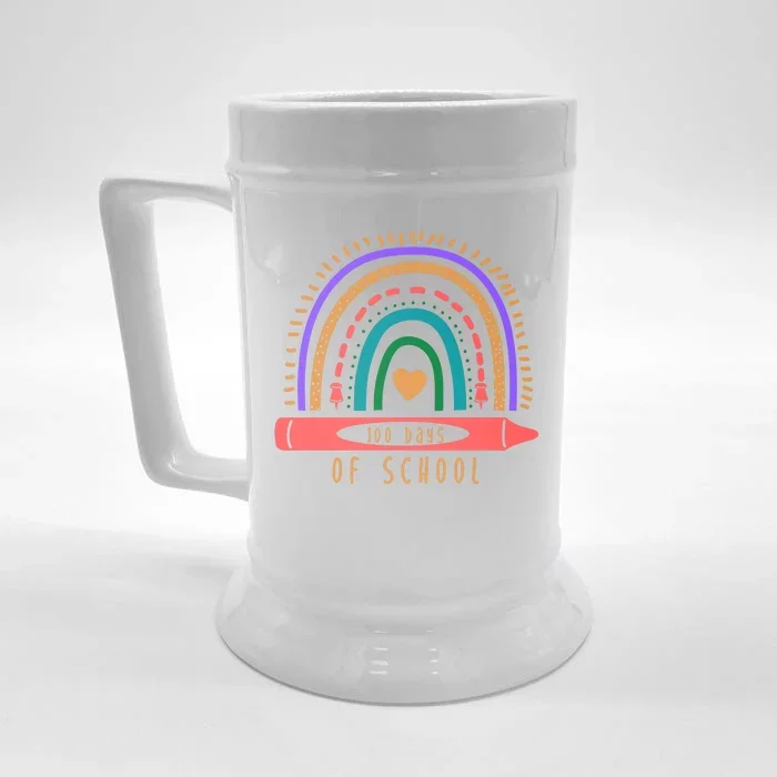 100 Days Of School Colorful Rainbow Front & Back Beer Stein