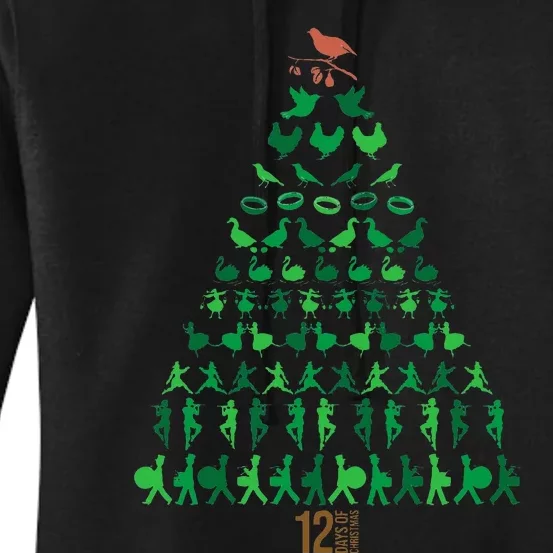 12 Days of Christmas Tree Classic Holiday Christmas Carol Women's Pullover Hoodie