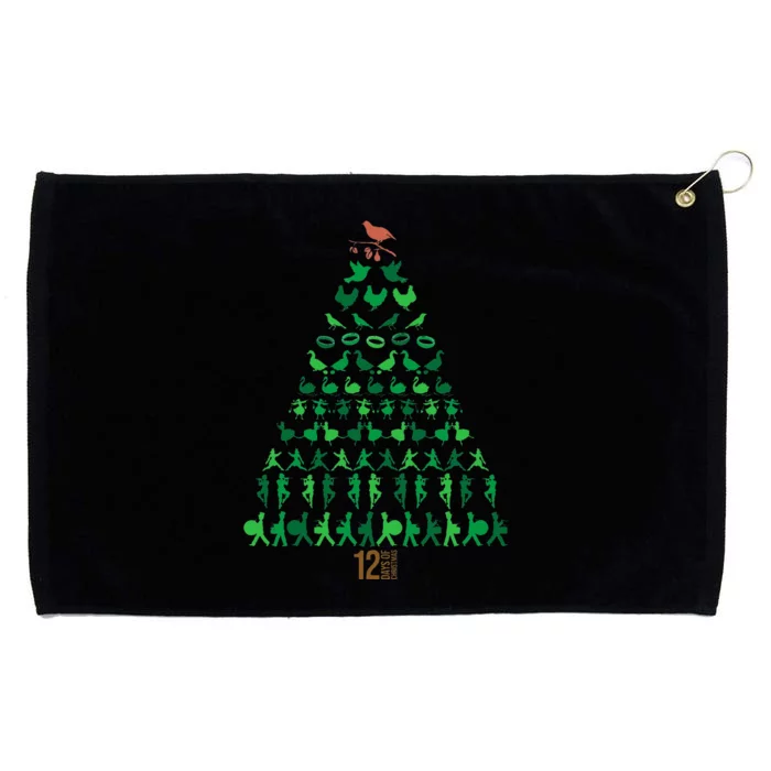 12 Days of Christmas Tree Classic Holiday Christmas Carol Grommeted Golf Towel