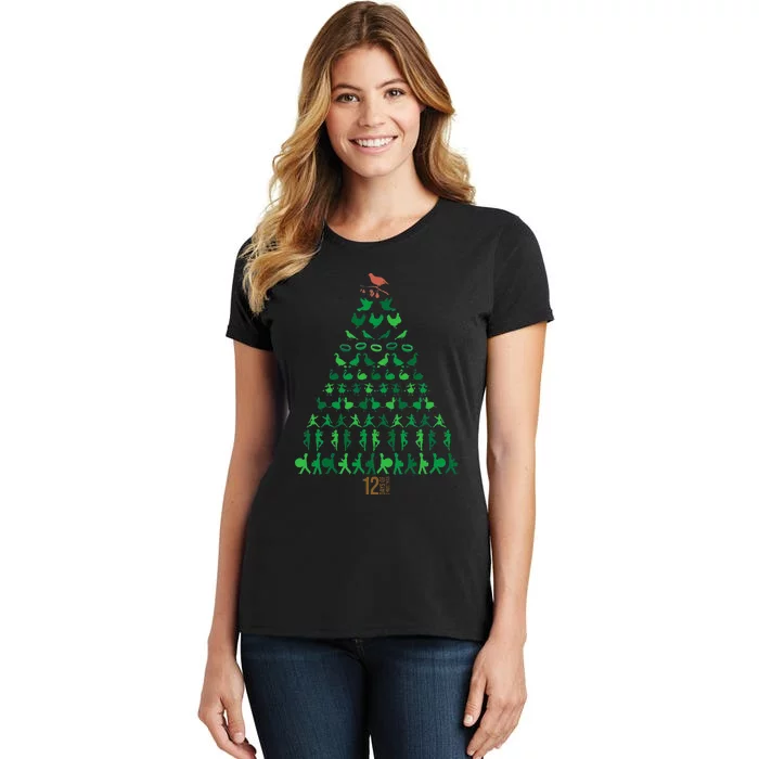 12 Days of Christmas Tree Classic Holiday Christmas Carol Women's T-Shirt