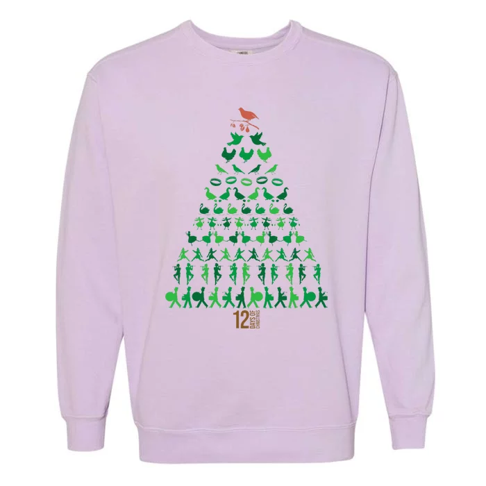 12 Days of Christmas Tree Classic Holiday Christmas Carol Garment-Dyed Sweatshirt