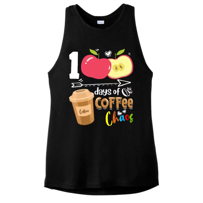 100 Days Of Coffee Chaos 100th Day Of School Ladies Tri-Blend Wicking Tank