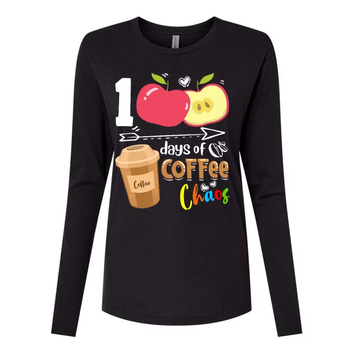 100 Days Of Coffee Chaos 100th Day Of School Womens Cotton Relaxed Long Sleeve T-Shirt