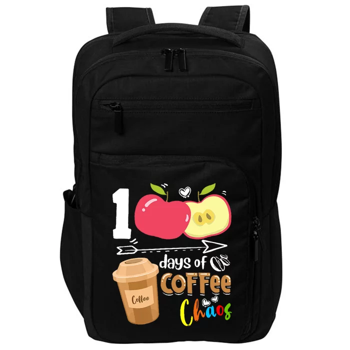 100 Days Of Coffee Chaos 100th Day Of School Impact Tech Backpack