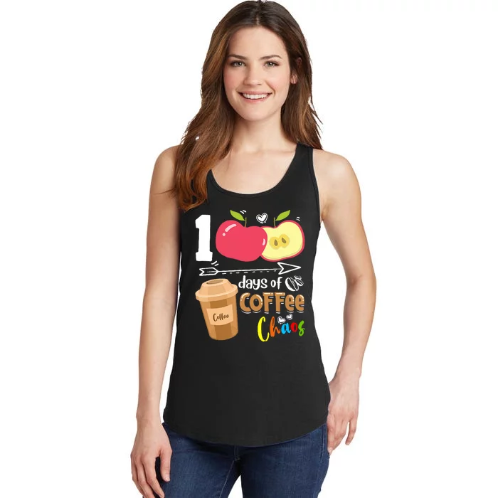 100 Days Of Coffee Chaos 100th Day Of School Ladies Essential Tank