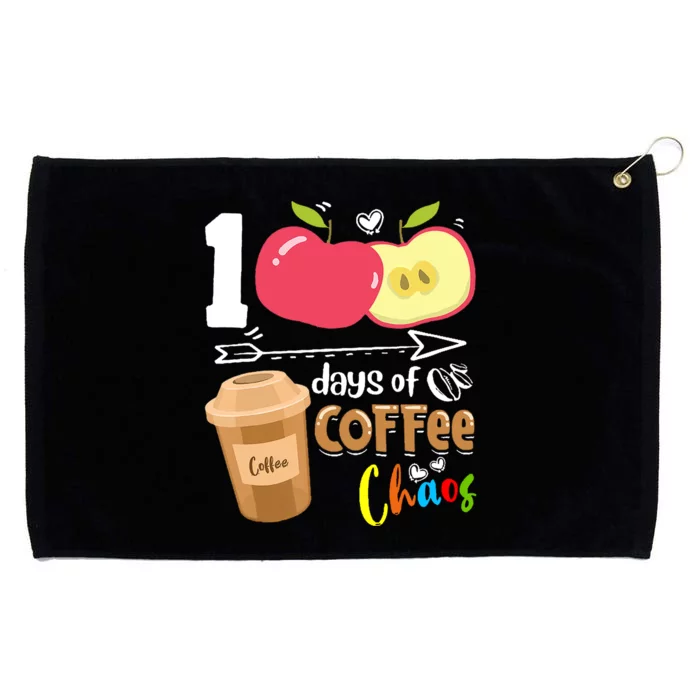 100 Days Of Coffee Chaos 100th Day Of School Grommeted Golf Towel