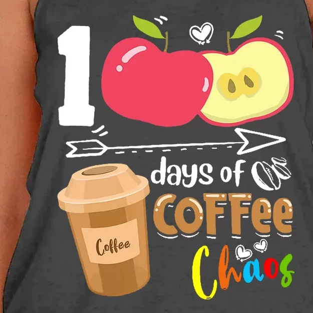 100 Days Of Coffee Chaos 100th Day Of School Women's Knotted Racerback Tank