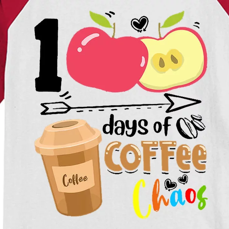 100 Days Of Coffee Chaos 100th Day Of School Kids Colorblock Raglan Jersey