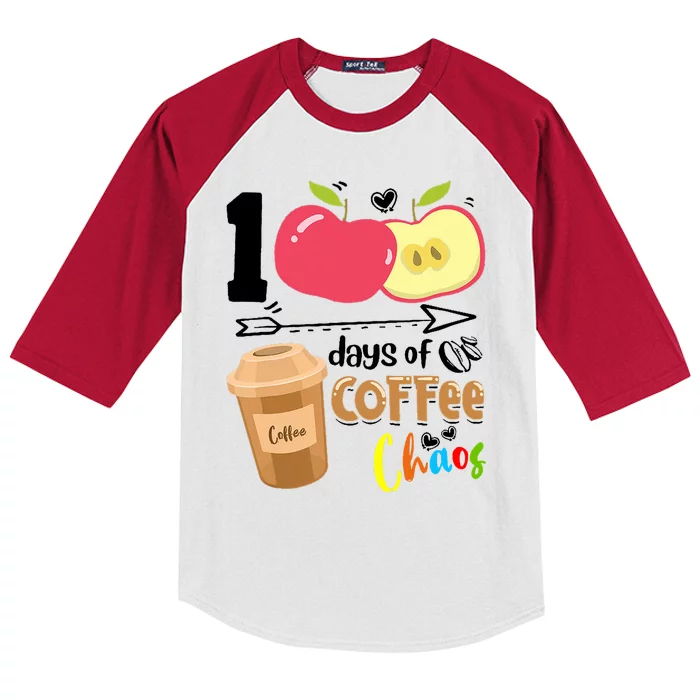 100 Days Of Coffee Chaos 100th Day Of School Kids Colorblock Raglan Jersey