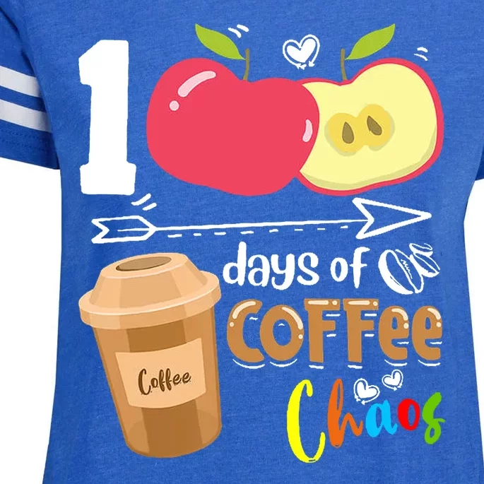 100 Days Of Coffee Chaos 100th Day Of School Enza Ladies Jersey Football T-Shirt