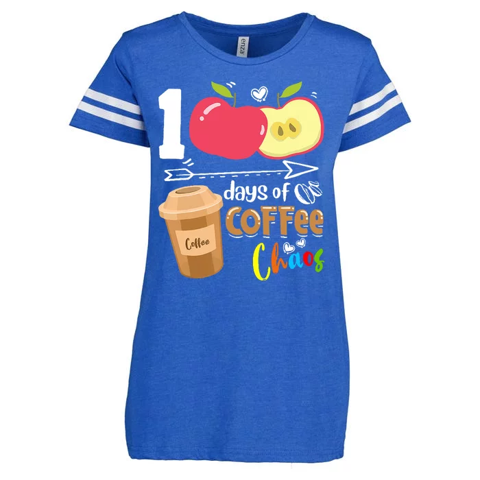 100 Days Of Coffee Chaos 100th Day Of School Enza Ladies Jersey Football T-Shirt