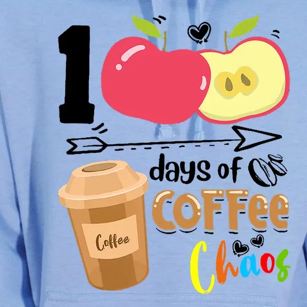 100 Days Of Coffee Chaos 100th Day Of School Unisex Surf Hoodie