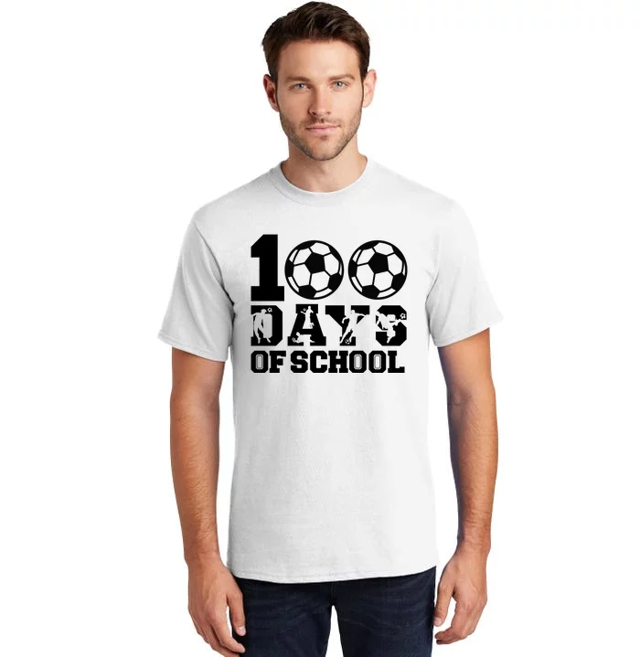 100 Days Of School Soccer Fan Gift Tall T-Shirt