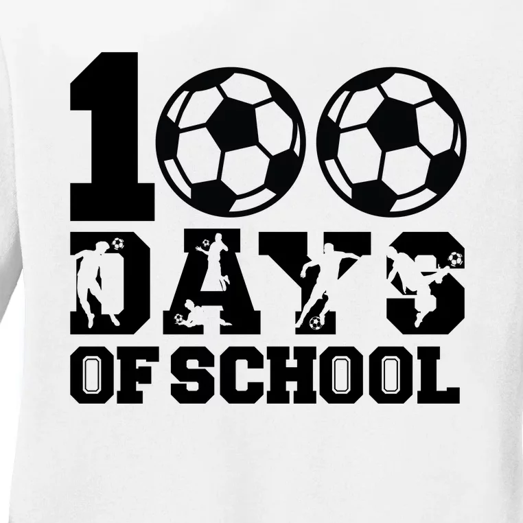 100 Days Of School Soccer Fan Gift Ladies Long Sleeve Shirt