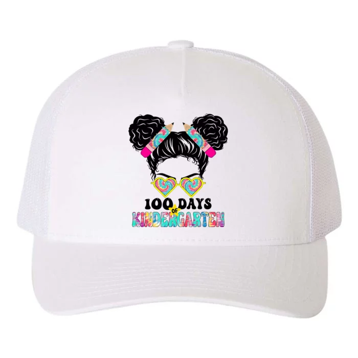 100 Days Of Kindergarten Girls Messy 100th Day Of School Yupoong Adult 5-Panel Trucker Hat