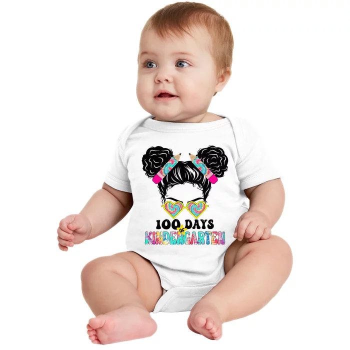 100 Days Of Kindergarten Girls Messy 100th Day Of School Baby Bodysuit