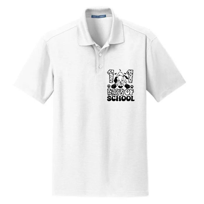 101 Days Of School Dalmatian I Survived 100 Days Of School Funnny Dry Zone Grid Performance Polo