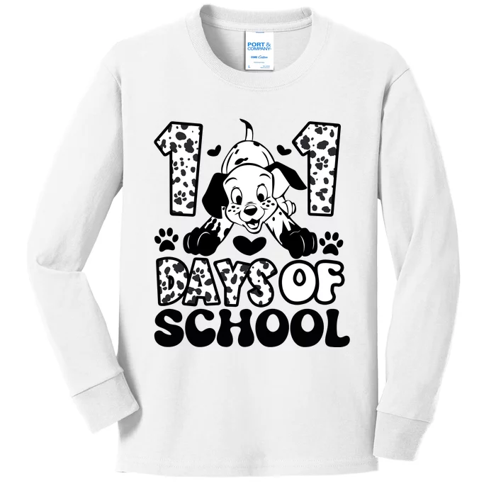 101 Days Of School Dalmatian I Survived 100 Days Of School Funnny Kids Long Sleeve Shirt