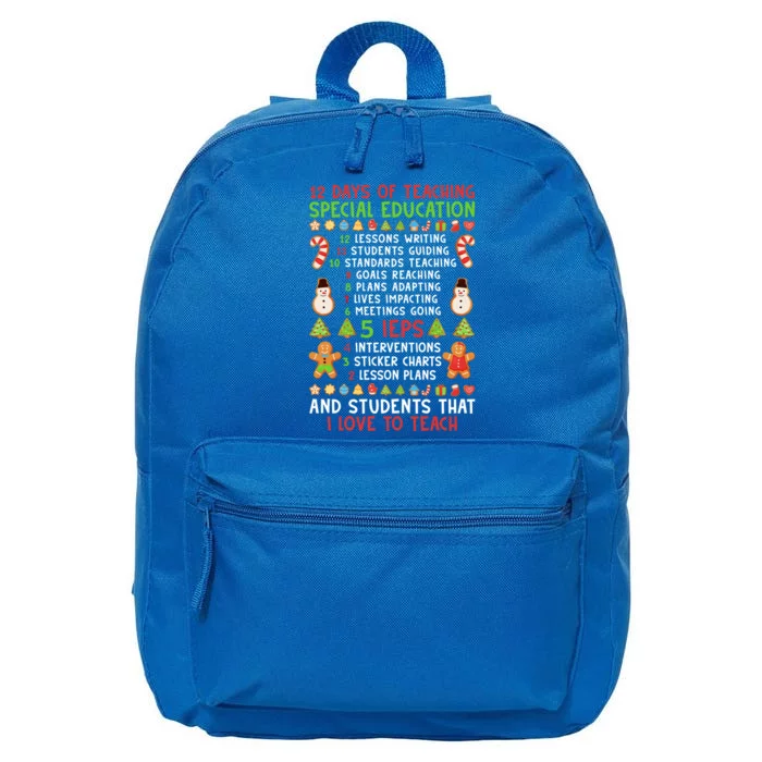 12 Days Of Teaching Special Education Ieps Sped Teacher Xmas Gift 16 in Basic Backpack