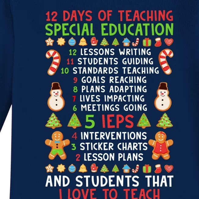 12 Days Of Teaching Special Education Ieps Sped Teacher Xmas Gift Baby Long Sleeve Bodysuit